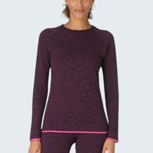 Sweaty Betty Purple Leopard Jacquard Stretch Long Sleeve Base Layer Top Med NWT